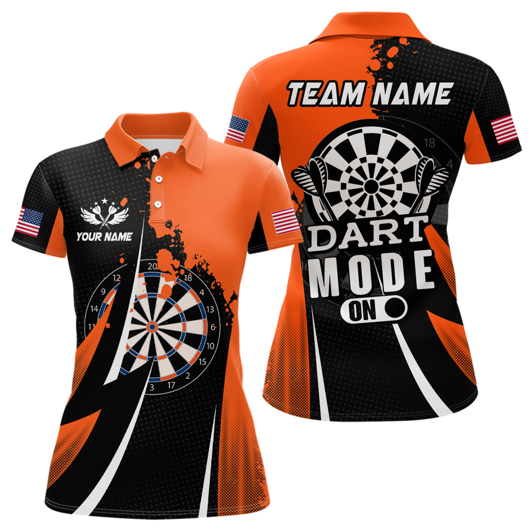 Personalized Orange Dart Mode On Women Darts Polo & Quarter-Zip Shirt Custom Darts Jersey Team Shirts TDM1652