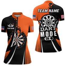 Load image into Gallery viewer, Personalized Orange Dart Mode On Women Darts Polo &amp; Quarter-Zip Shirt Custom Darts Jersey Team Shirts TDM1652