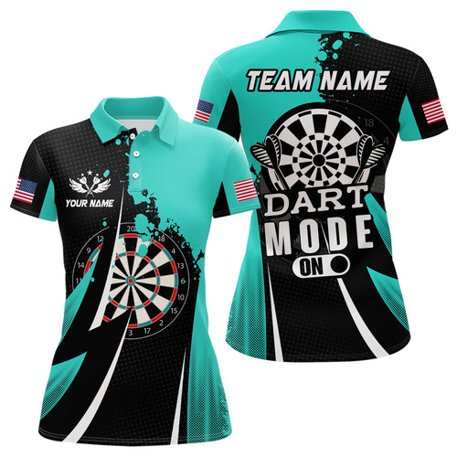 Personalized Turquoise Dart Mode On Women Polo & Quarter-Zip Shirt Custom Darts Jersey Team Shirts TDM1653