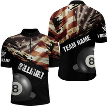 Load image into Gallery viewer, Personalized Retro American Flag 8 Ball Billiard Shirts For Men Custom Patriotic Billiard Jerseys TDM2176