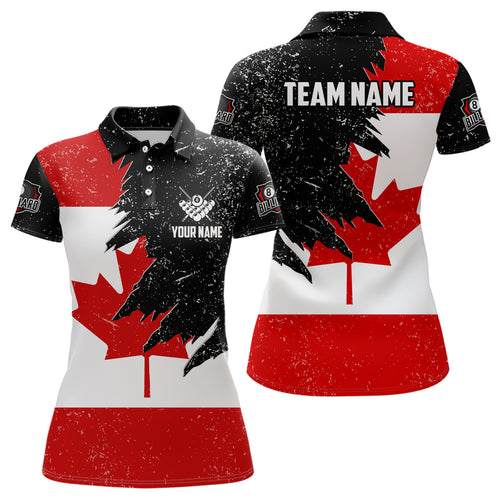 Personalized Grunge Canada Flag Billiard Shirts For Women Custom Patriotic Billiard Jerseys Uniform  TDM2177