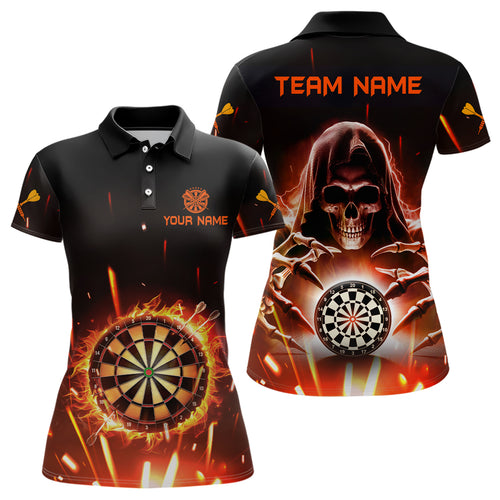 Personalized Death Skull Darts Board Fire Flame 3D Women Darts Polo Shirts Custom Darts Team Jersey TDM1404