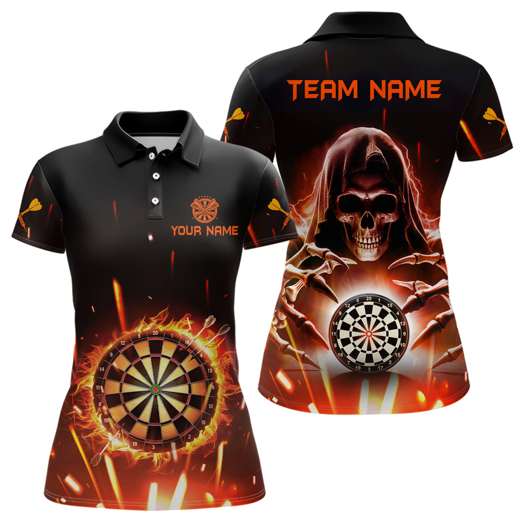 Personalized Death Skull Darts Board Fire Flame 3D Women Darts Polo Shirts Custom Darts Team Jersey TDM1404