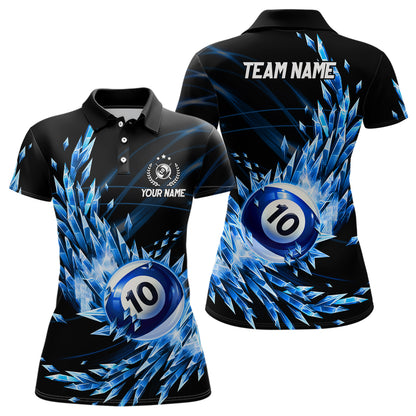 3D Blue Frozen Ice Women Billiard Shirts Personalized 10 Ball Pool Billiard Attire Jerseys TDM1773