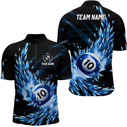 3D Blue Frozen Ice Men Billiard Shirts Personalized 10 Ball Pool Billiard Attire Jerseys TDM1773