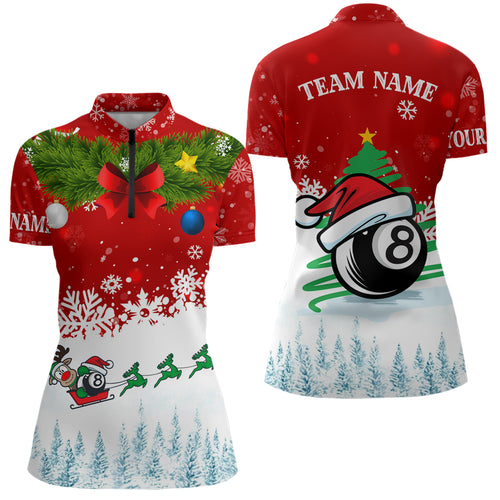 Funny Christmas Billiard 8 Ball Quarter-Zip Shirts Custom Women Christmas Shirts For Player TDM0534