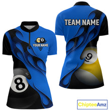 Load image into Gallery viewer, Black And Blue Billiard 8 Ball &amp; 9 Ball Pool Shirt For Women Custom Billiard Team Jersey Uniform TDM5163