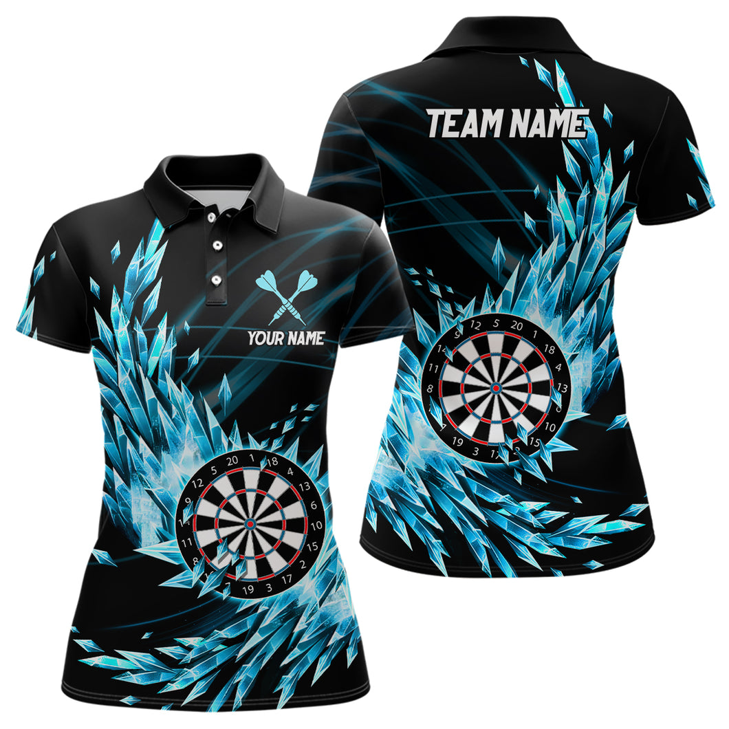 Personalized Blue Frozen Icy Darts Polo Shirts Customized Dart Shirts For Women Darts Team Jerseys TDM1210