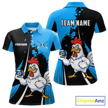 Load image into Gallery viewer, Blue Funny 10 Ball Pool Chicken Billiard Shirt For Women, Billiard Team Jersey Polo &amp; 1/4 Zip TDM6303
