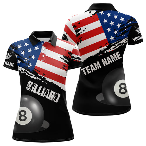 Personalized Grunge US Flag Billiard Shirts For Women Custom Patriotic 4Th Of July Billiard Jerseys TDM1792