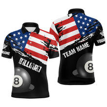Load image into Gallery viewer, Personalized Grunge US Flag Billiard Shirts For Men Custom Patriotic 4Th Of July Billiard Jerseys TDM1792