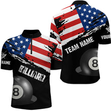 Load image into Gallery viewer, Personalized Grunge US Flag Billiard Shirts For Men Custom Patriotic 4Th Of July Billiard Jerseys TDM1792