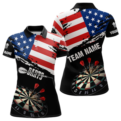 Personalized Grunge American Flag Darts Shirts For Women Custom Patriotic 4Th Of July Dart Jerseys TDM1793