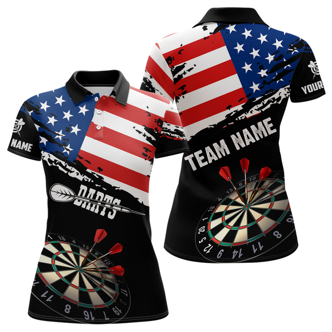 Personalized Grunge American Flag Darts Shirts For Women Custom Patriotic 4Th Of July Dart Jerseys TDM1793