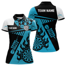 Load image into Gallery viewer, Customized Blue And Black Darts Polo &amp; Quarter-Zip Shirts For Women, Best Darts Team Jerseys Apparel TDM1991
