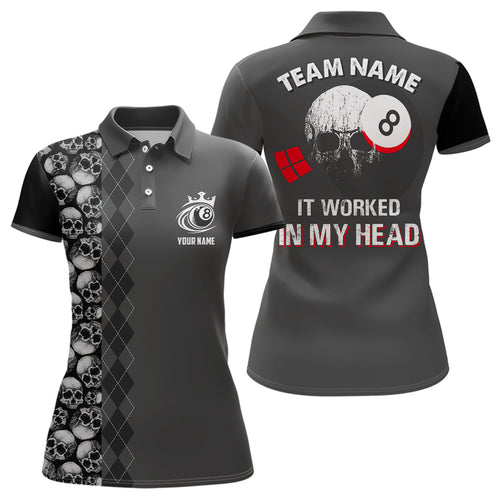 It Worked In My Head Custom 3D Printing  Pool Ball Polo Shirts For Women, Best Billiards Gift Idea TDM0073