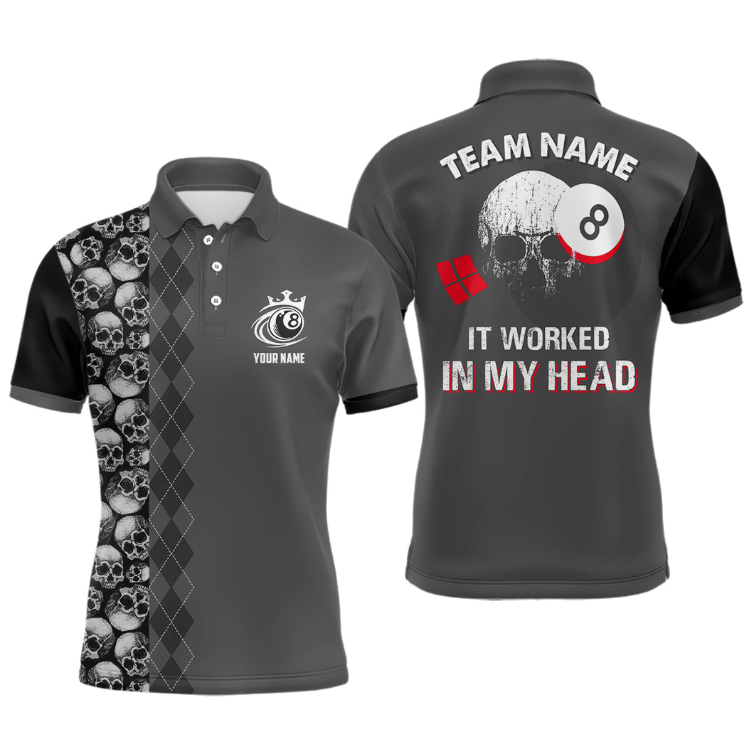 It Worked In My Head Custom 3D Printing  Pool Ball Polo Shirts For Men, Best Billiards Gift Idea TDM0073