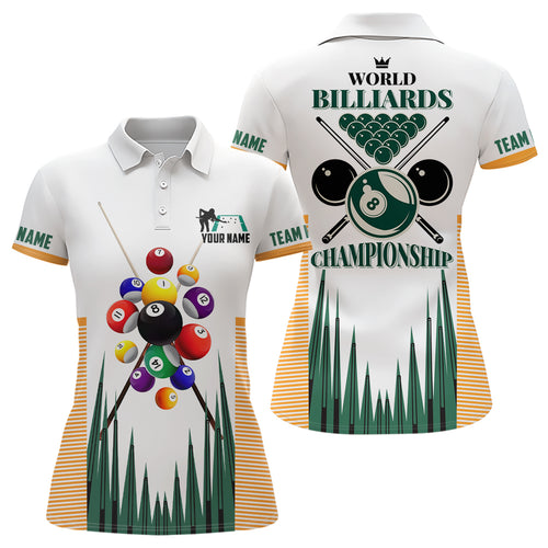 Personalized World Billiards Championship 3D Polo Shirts For Women, Best Custom Billiard Shirts TDM0074