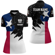 Load image into Gallery viewer, Personalized Texas Flag Grunge Women Darts Polo &amp; Quarter-Zip Shirts, Patriotic Dart Jerseys Uniform TDM3416