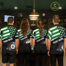 Load image into Gallery viewer, Personalized US Flag St Patrick Day Billiard Shirt For Women, Luckiest Shamrock 8 Ball Pool Jersey TDM5707