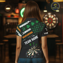 Load image into Gallery viewer, Personalized US Flag St Patrick Day Dart Shirts For Women Custom Patriotic Shamrock Darts Jerseys TDM5708