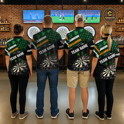 Personalized US Flag St Patrick Day Dart Shirts For Men Custom Patriotic Shamrock Darts Jerseys TDM5708