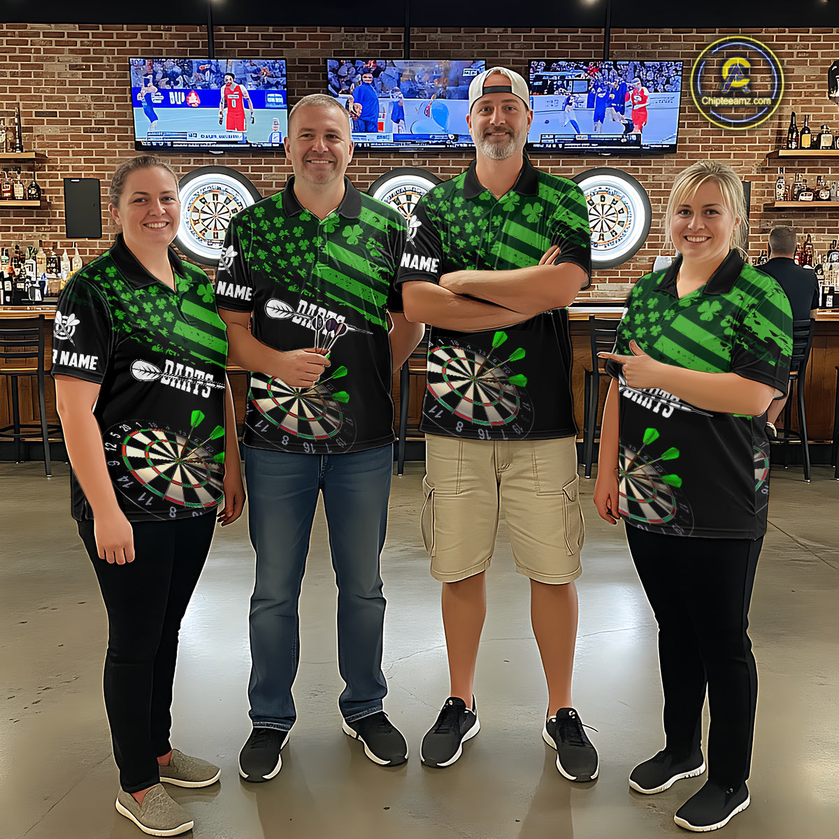 Personalized US Flag St Patrick Day Dart Shirts For Women Custom Luckiest Shamrock Darts Jerseys TDM5709