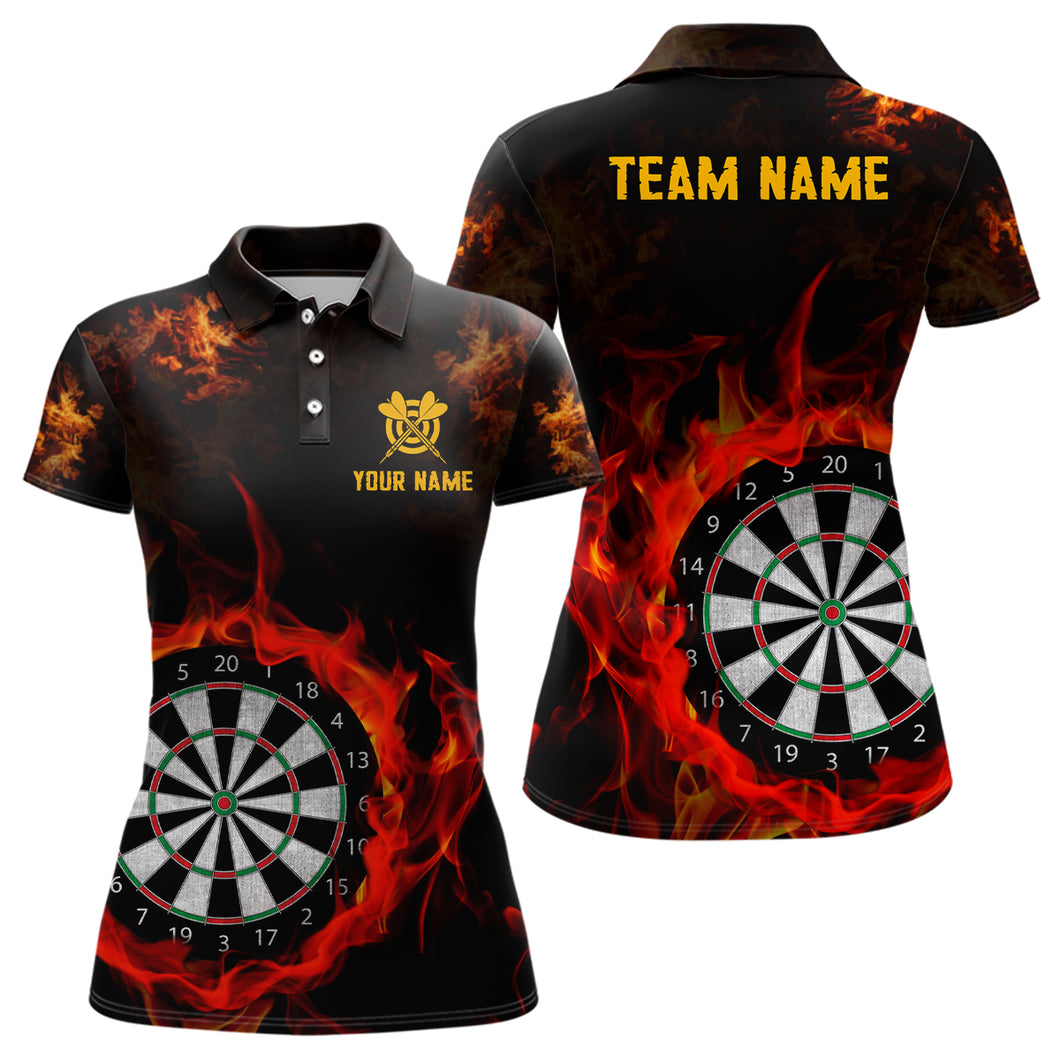 Personalized Fire Flame Dartboard Women Darts Polo Shirts Custom Darts Shirts For Team Dart Jerseys TDM1226