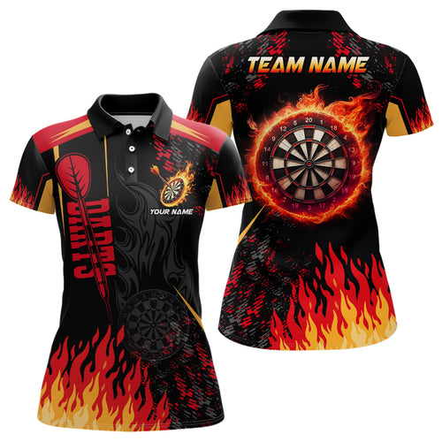 Personalized Dartboard Fire Flame 3D Printed Polo Shirts Custom Darts Shirts For Women Dart Jerseys TDM1437