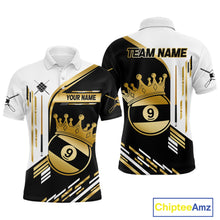 Load image into Gallery viewer, Personalized Golden 9 Ball Pool Crown Billiard Shirt For Men Custom Billiard Team Jerseys Uniform TDM4183