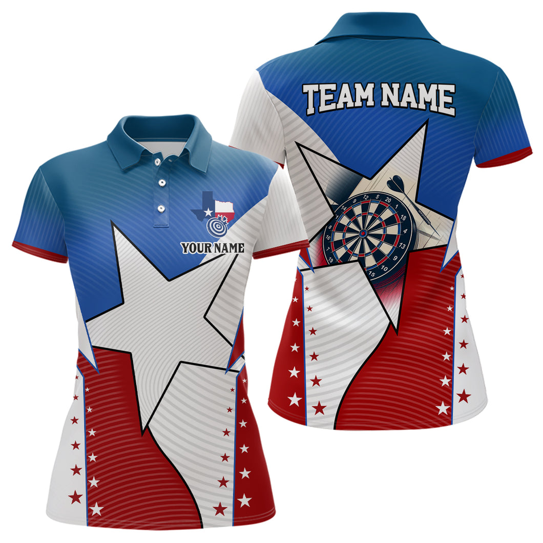 Personalized Texas Flag Darts Shirts For Women Custom Name Patriotic Texas Darts Jerseys Apparel TDM2212