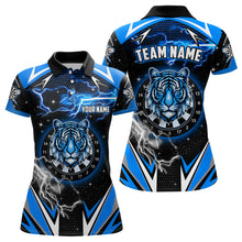 Load image into Gallery viewer, Personalized Tiger Dartboard Thunder Lightning Blue Darts Shirts For Women, Team League Darts Jerseys TDM2213