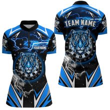 Load image into Gallery viewer, Personalized Tiger Dartboard Thunder Lightning Blue Darts Shirts For Women, Team League Darts Jerseys TDM2213
