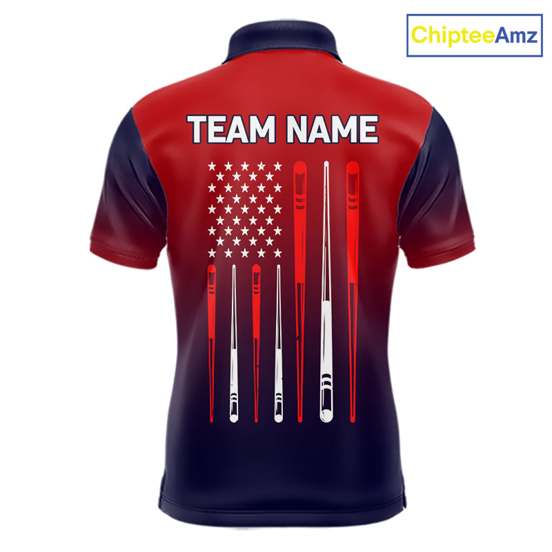 Personalized US Flag 8 Ball Billiard Pool Shirts For Men Custom Patriotic Billiard Team Jersey TDM7223