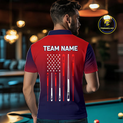 Personalized US Flag 8 Ball Billiard Pool Shirts For Men Custom Patriotic Billiard Team Jersey TDM7223