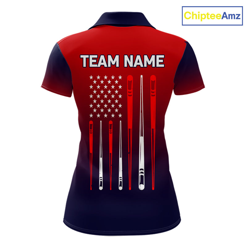 Personalized US Flag 8 Ball Billiard Pool Shirts For Women Custom Patriotic Billiard Team Jersey TDM7223