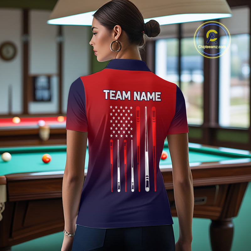 Personalized US Flag 8 Ball Billiard Pool Shirts For Women Custom Patriotic Billiard Team Jersey TDM7223