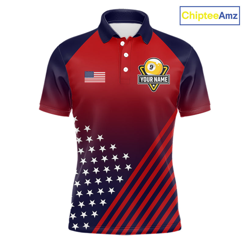American Flag 9 Ball Pool Billiard Jersey For Men Custom Patriotic Billiard League Team Shirts TDM7225