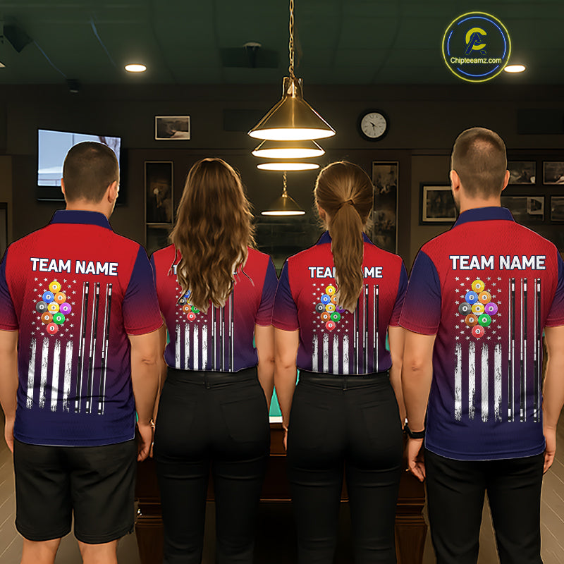American Flag 9 Ball Pool Billiard Jersey For Men Custom Patriotic Billiard League Team Shirts TDM7225
