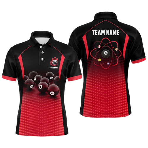 Personalized Funny Billiards Red Black Gradient All Over Print Billiard Polo Shirts For Men TDM0090