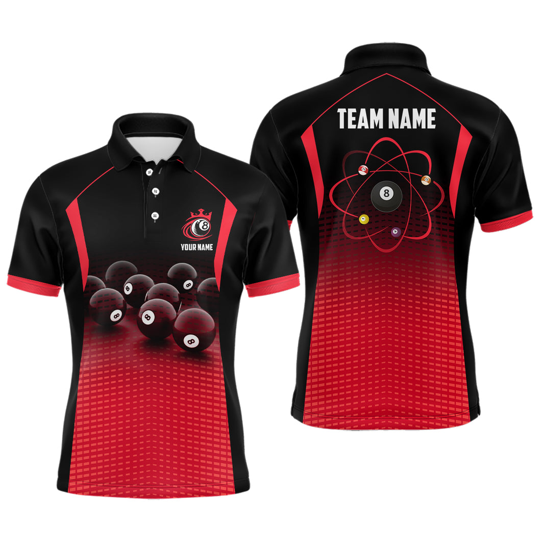 Personalized Funny Billiards Red Black Gradient All Over Print Billiard Polo Shirts For Men TDM0090
