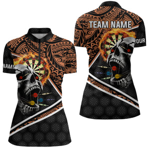 Personalized Skull Dartboard Fire Tribal Dart Shirts For Women Custom Darts Team Shirt Dart Jerseys TDM3218