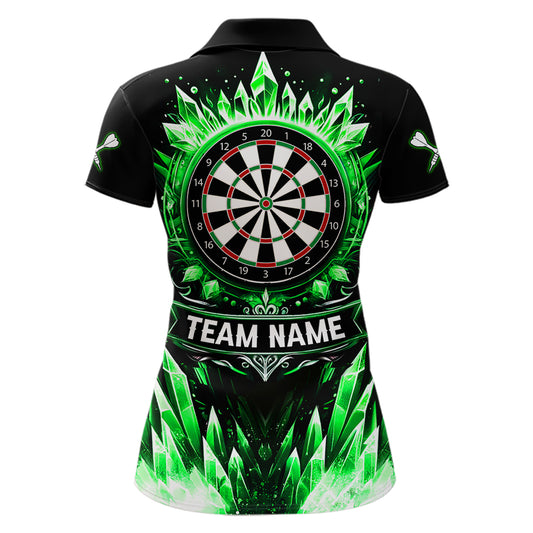 Personalized Green Dartboard Icy Darts Polo & 1/4 Zip Custom Dart Shirt For Women, Darts Team Jersey TDM5717