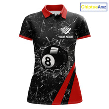 Load image into Gallery viewer, Black And Red Glass Break 8 Ball Billiard Shirt For Women Custom Pool Team Jersey Polo &amp; 1/4 Zip TDM6324