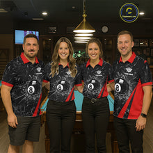 Load image into Gallery viewer, Black And Red Glass Break 8 Ball Billiard Shirt For Women Custom Pool Team Jersey Polo &amp; 1/4 Zip TDM6324