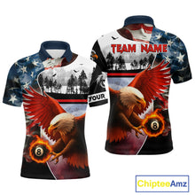 Load image into Gallery viewer, Custom American Flag Eagle 8 Ball Pool Vintage Billiard Shirts For Men, Patriotic Billiard Jerseys TDM3990