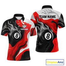 Load image into Gallery viewer, Personalized Black, Red And White 8 Ball Flame Billiard Shirt For Men Custom Pool Team Jerseys TDM4188