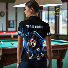 Load image into Gallery viewer, Blue Funny 8 Ball Billiard Shirt For Women Custom Pool Team Shirt, Billiard Jersey Polo &amp; 1/4 Zip TDM5205