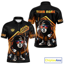 Load image into Gallery viewer, Orange Funny 8 Ball Billiard Shirt For Men Custom Pool Team Shirt, Billiard Jersey Polo &amp; 1/4 Zip TDM5206