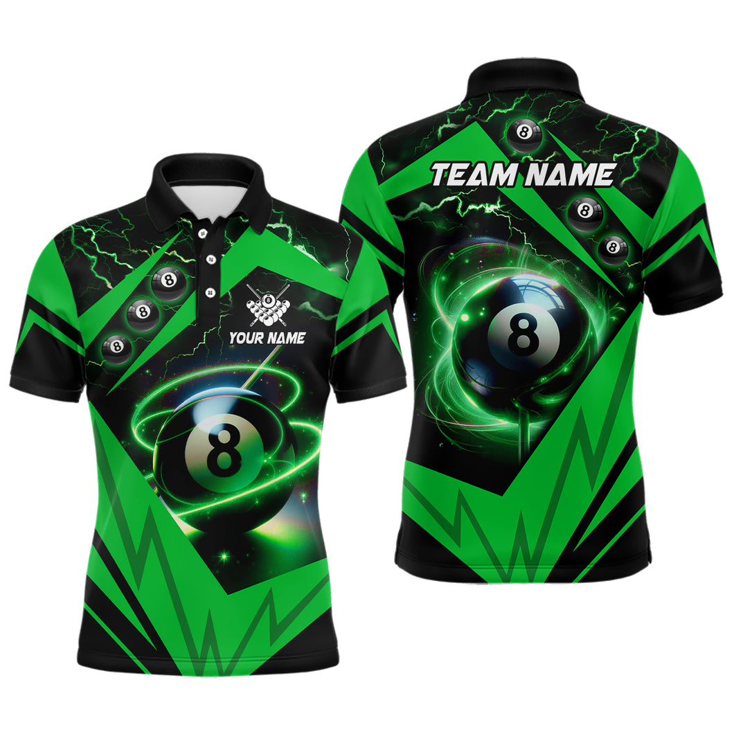 Green 8 Ball Pool Billiard Jersey For Men Custom Billiard Polo Shirts Team League Billiard Shirts TDM1449